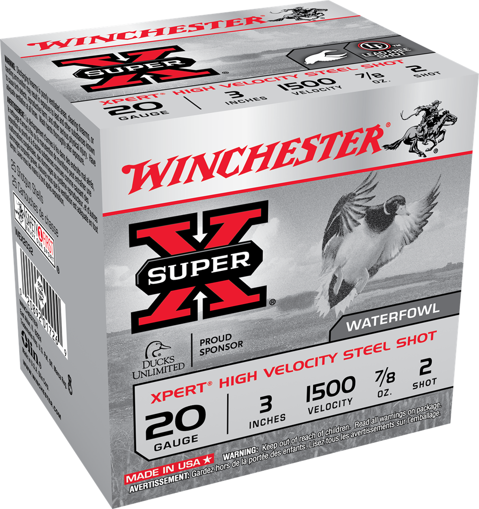 Winchester Super-X Xpert High Velocity 20 Gauge 3" 7/8 oz 1500 fps, #2 Steel Shot
