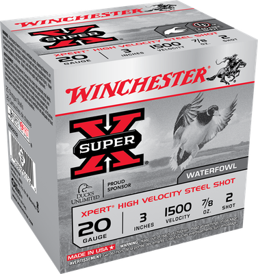 Winchester Super-X Xpert High Velocity 20 Gauge 3" 7/8 oz 1500 fps, #2 Steel Shot Winchester Super-X Xpert High Velocity 20 Gauge 3" 7/8 oz 1500 fps, #2 Steel Shot