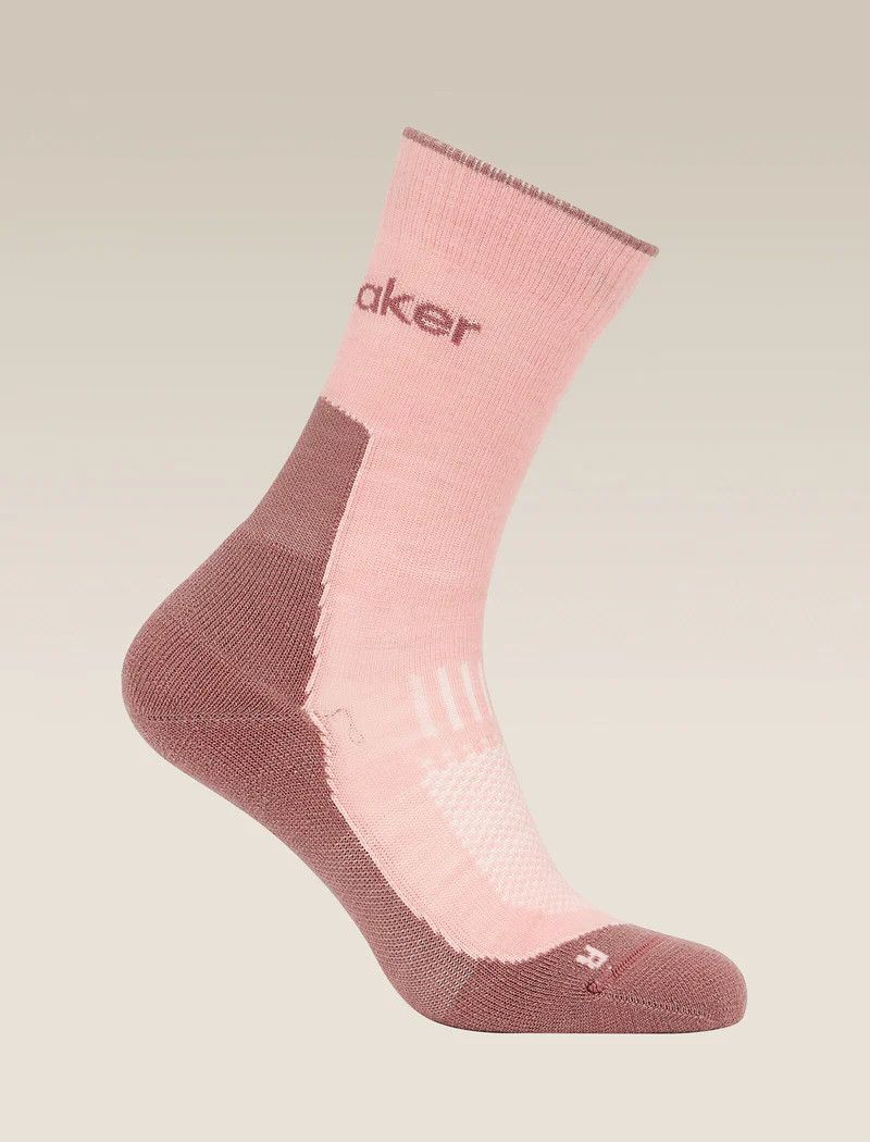 Icebreaker Women's Merino Hike+ Light Crew Socks, Size: Small, Colour: Blush/Summit