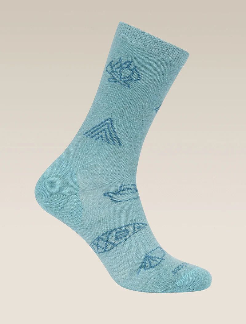 Icebreaker Women's Merino Lifestyle Ultralight Crew Socks Camp Essentials, Size: Small, Colour: Hydro/Topaz