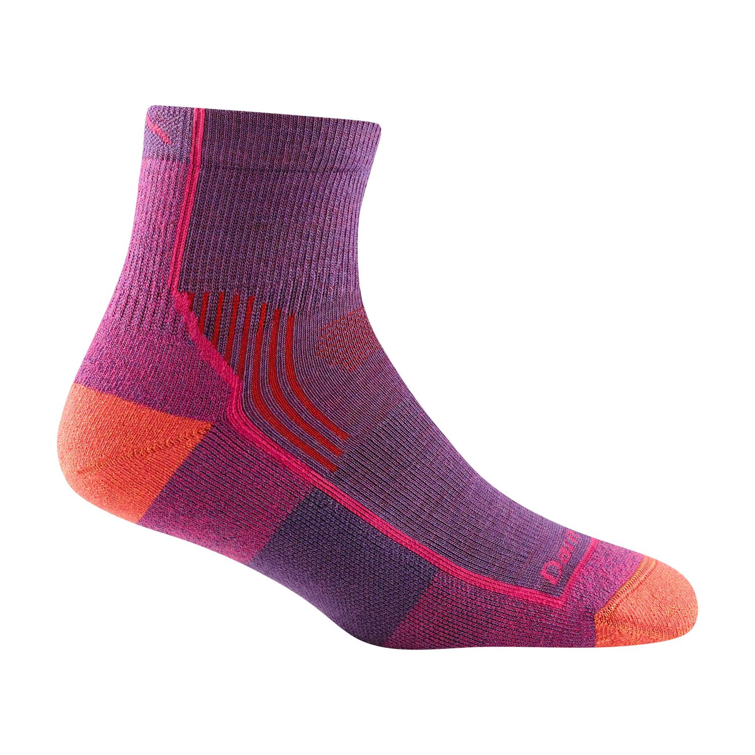 Darn Tough Women's Hiker Quarter Midweight Hiking Socks Cushion Small (Women's 4.5-7) Berry