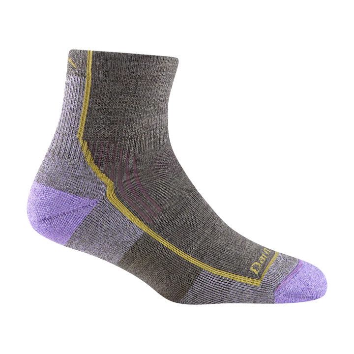 Darn Tough Women's Hiker Quarter Midweight Hiking Socks Cushion Small (Women's 4.5-7) Taupe