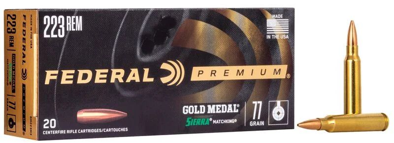 Federal Gold Medal Sierra MatchKing, 223 Rem, 77 Grain