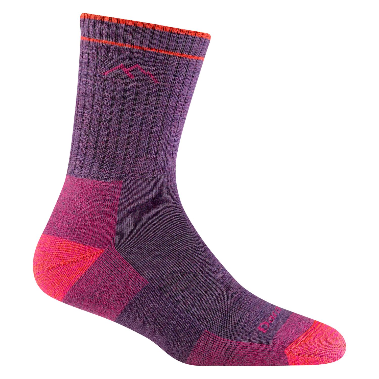Darn Tough Women's Hiker Micro Crew Midweight Hiking Socks Cushion Medium (Women's 7.5-9.5) Plum Heather