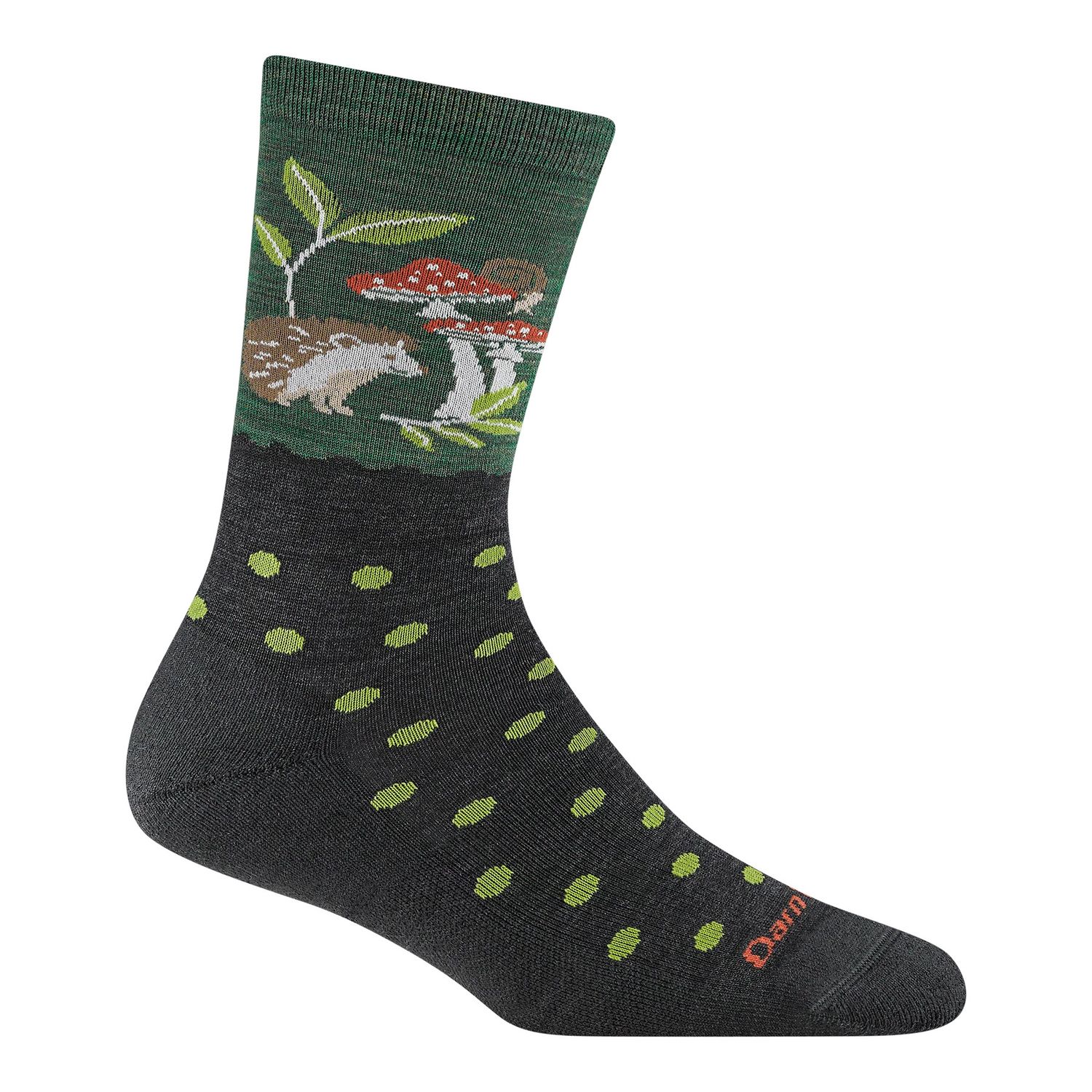 Darn Tough Women's Wild Life Crew Lightweight Lifestyle Socks, Color: Hedgehog Moss, Size: Small