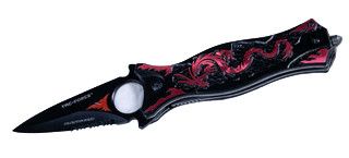 The Stiletto Red and Black Dragon knife