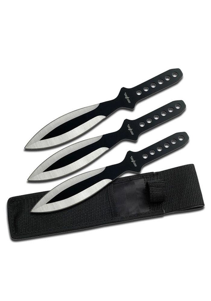 Perfect Point 9" Throwing Knives Black And Silver