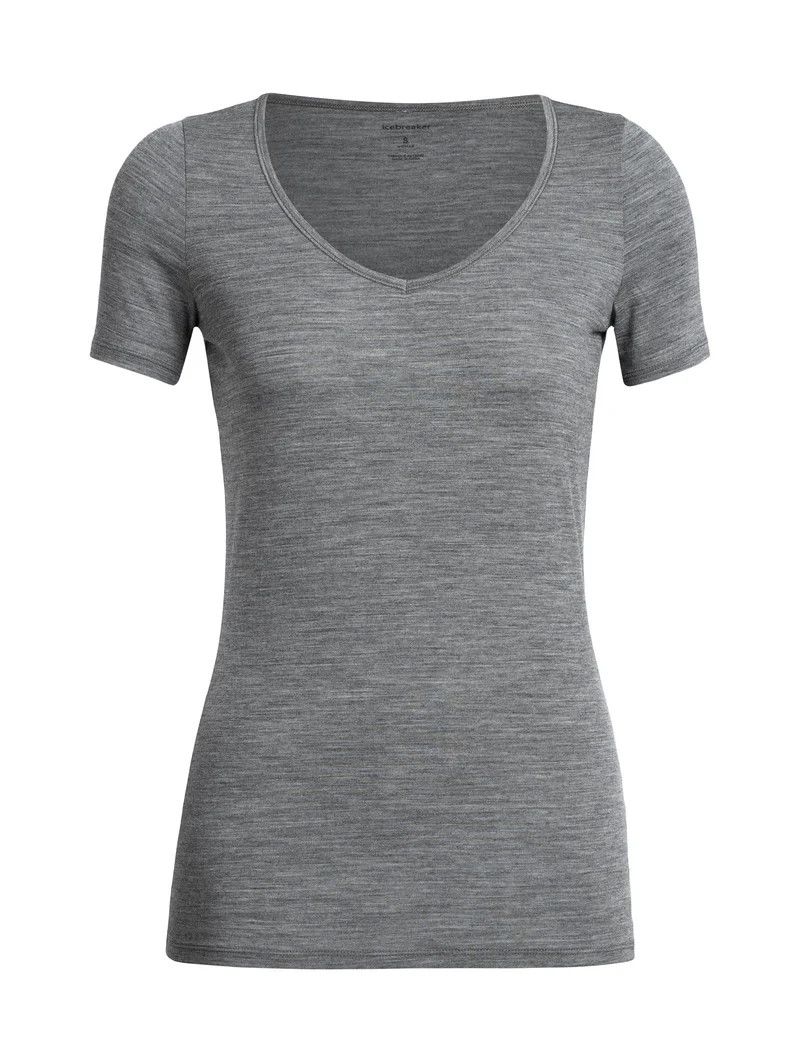 Icebreaker Women's Merino 150 Siren Short Sleeve Sweetheart, Size: Small, Colour: Gritstone Heather