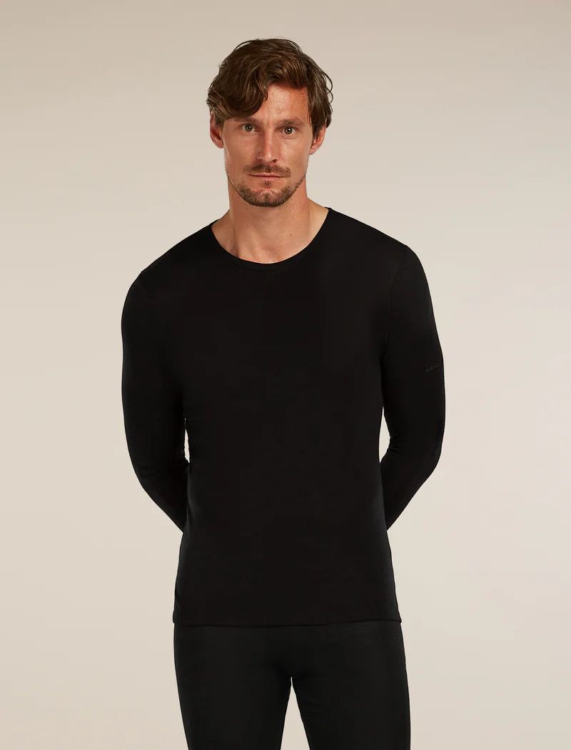 Icebreaker Men's Merino 175 Everyday Long Sleeve Crewe Thermal Top, Size: Medium, Colour: Black