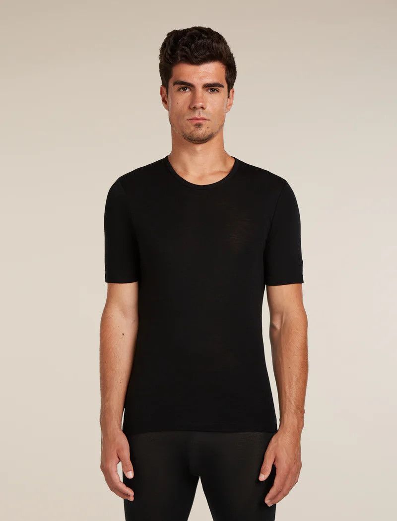 Icebreaker Men's Merino 175 Everyday Short Sleeve Crewe Thermal Top, Size: Small, Colour: Black