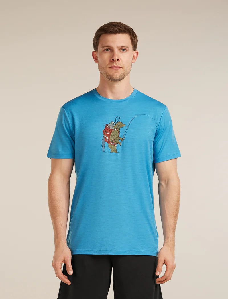 Icebreaker Men's Merino 150 Tech Lite Short Sleeve Tee Bear Catch, Size: Small, Colour: Arctic