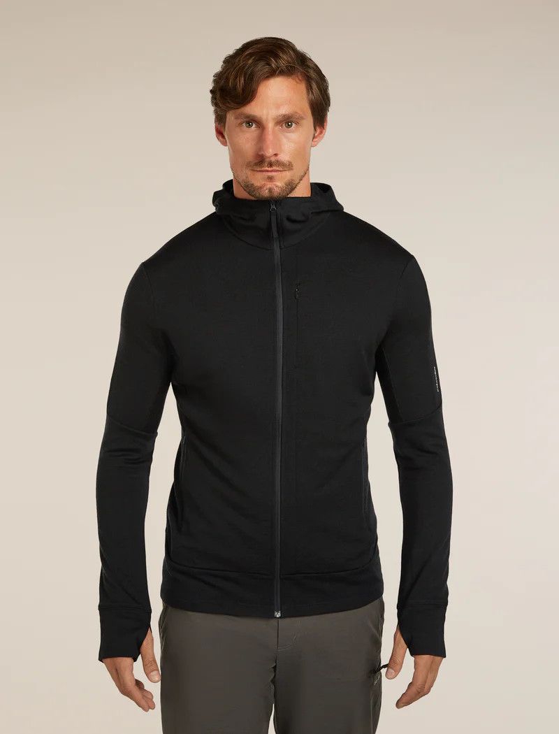 Icebreaker Men's Merino 260 Quantum Long Sleeve Zip Hoodie, Size: Small, Colour: Black