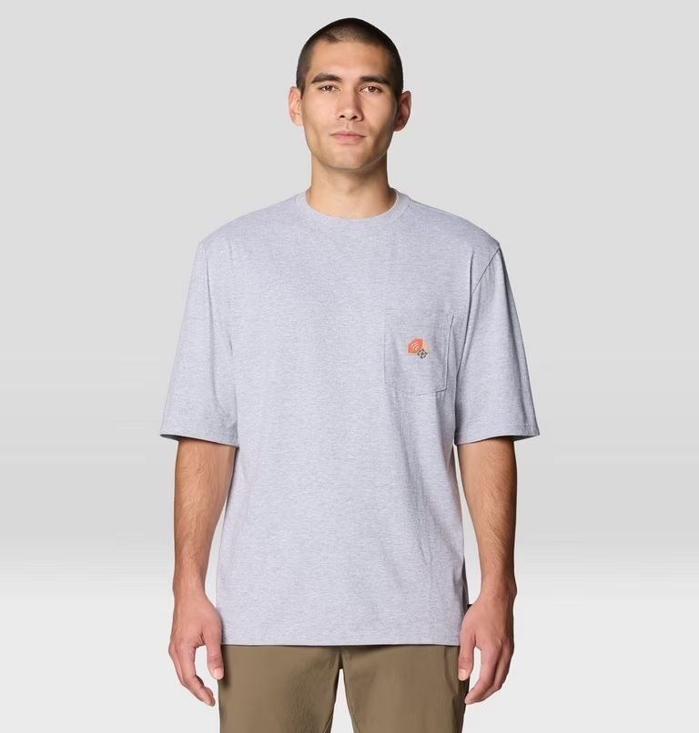 Mountain Hardwear Men's MHW Logo Pocket Relaxed Short Sleeve T-Shirt, Size: Medium, Colour: Hardwear Grey Heather
