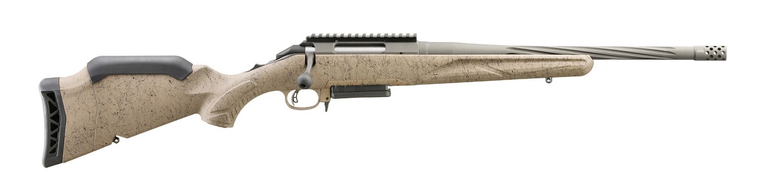 Ruger American Gen II Ranch Rifle, Spiral Cobalt Cerakote Barrel , Flat Dark Earth Splatter  Stock, Calibur: 6.5 Creedmoor