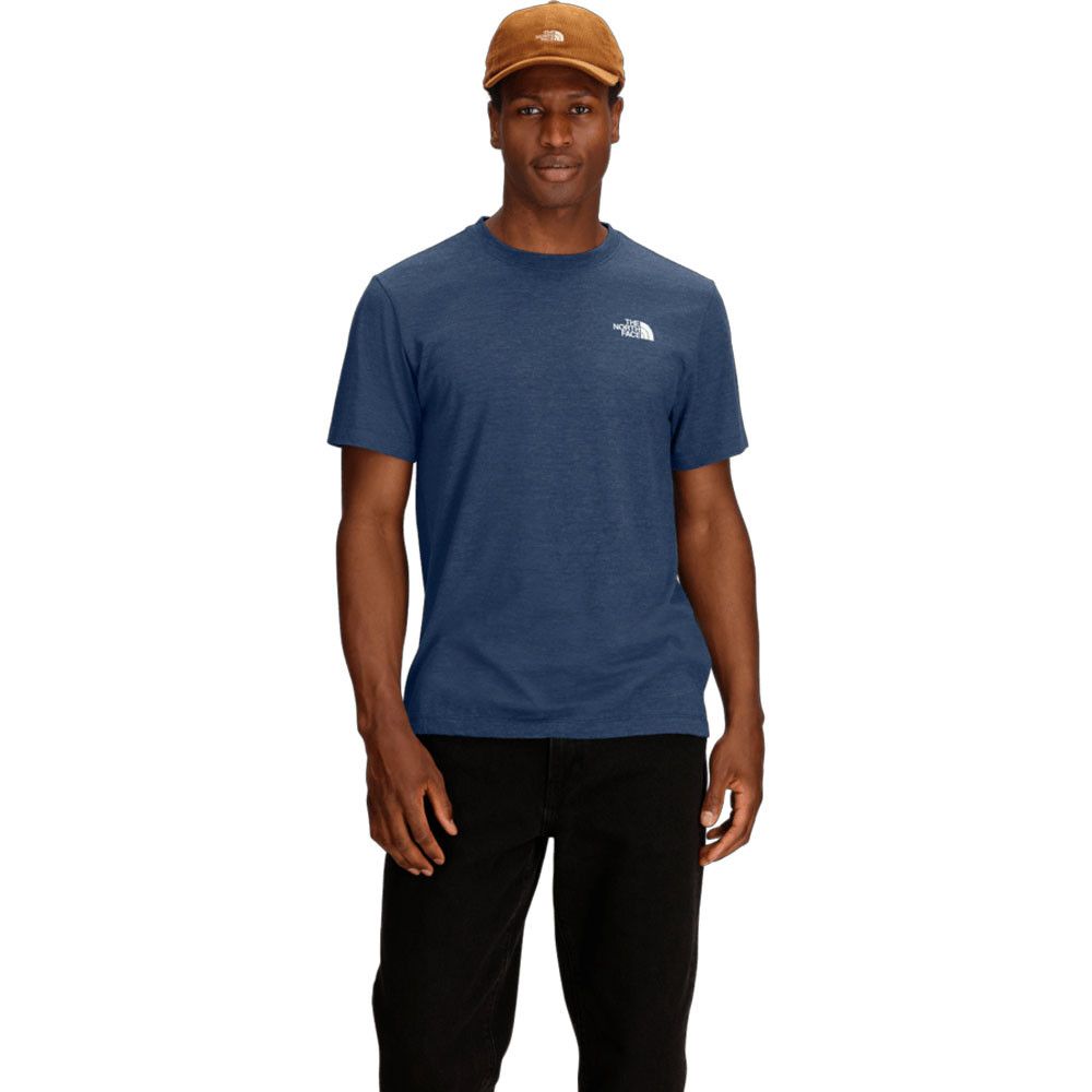 North Face Men's Tri-Blend Mountain Sketch Short Sleeve T-Shirt, Size: Medium, Colour: Shady Blue/White Heather