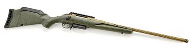 Ruger American Gen II Predator Rifle, Spiral Burnt Bronze Cerakote Barrel , Green Splatter Stock