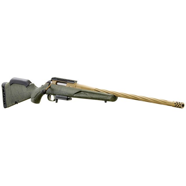 Ruger American Gen II Predator Rifle, Spiral Burnt Bronze Cerakote Barrel , Green Splatter Stock, Calibur: 243 Win
