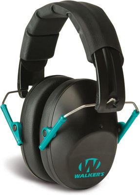 Walker's Low Profile Folding Ear Muff, Black/Teal