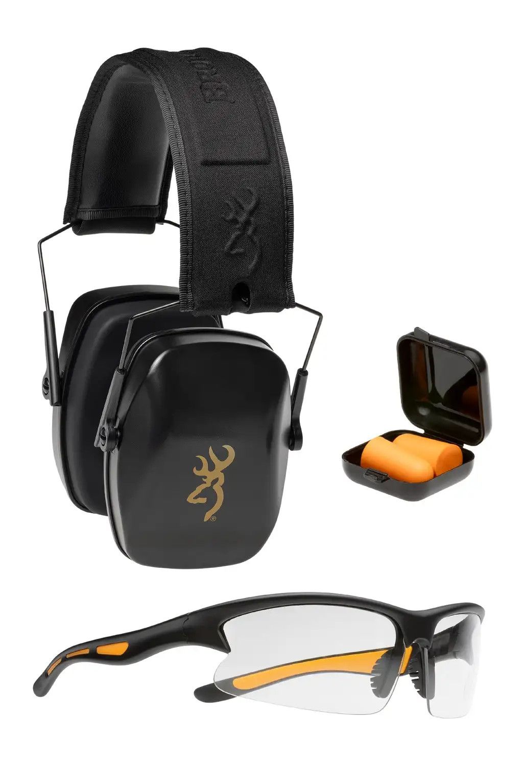 Browning Black/Gold Ear and Eye Protection Range Kit