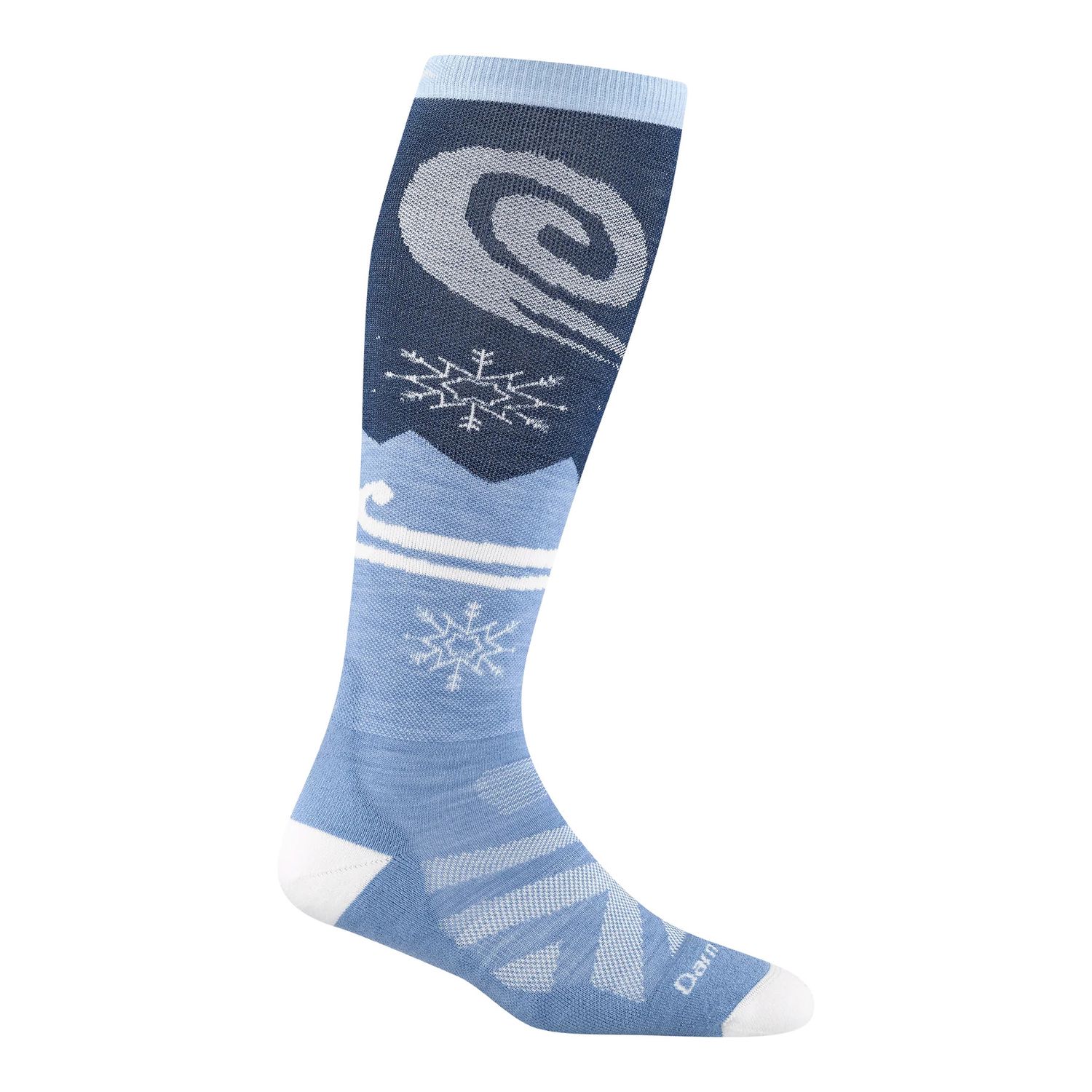 Darn Tough Women's Swirlwind Over-the-Calf Lightweight Ski &amp; Snowboard Socks, Size: Medium (Women's 7.5-9.5), Colour: Midnight