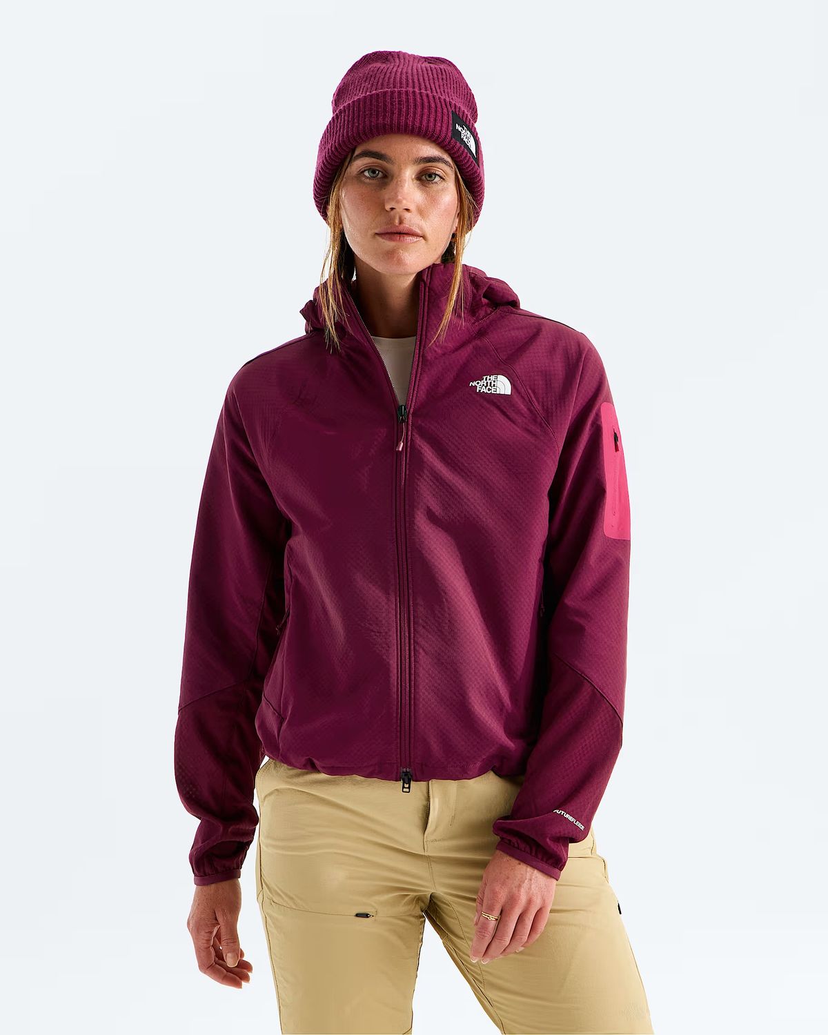 The North Face Women's Tek Approach FutureFleece Hooded Jacket, Size: Small, Colour: Burgundy Crush/Lali Guram