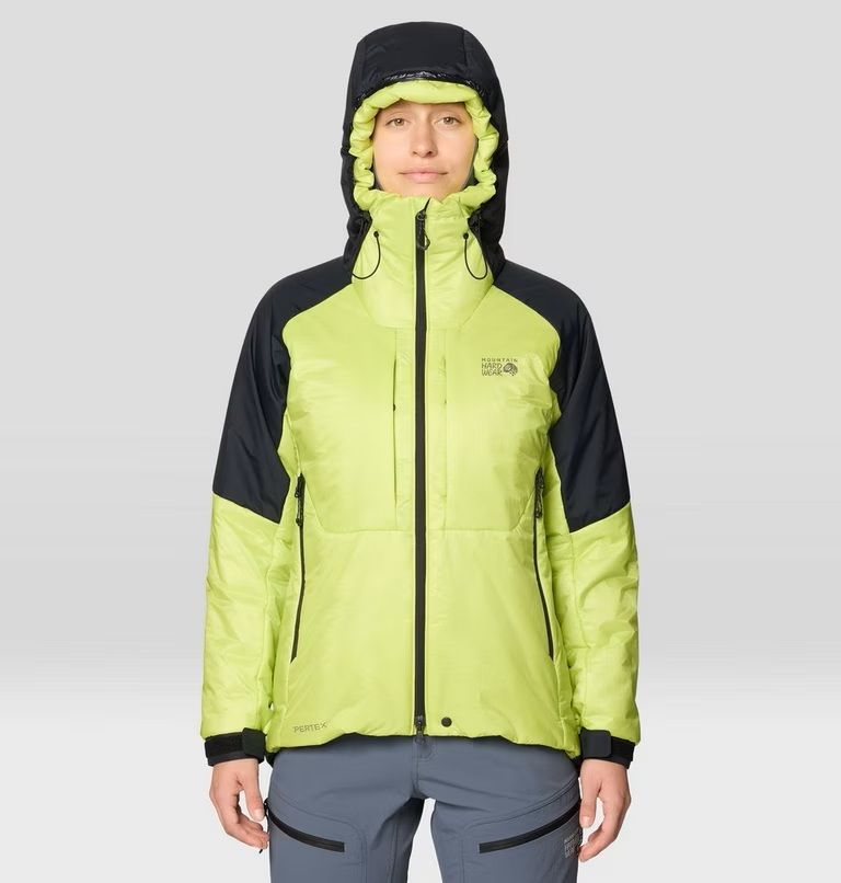 Mountain Hardwear Women's Compressor Alpine Hooded Jacket, Size: Medium, Colour: Citron Glow/Black
