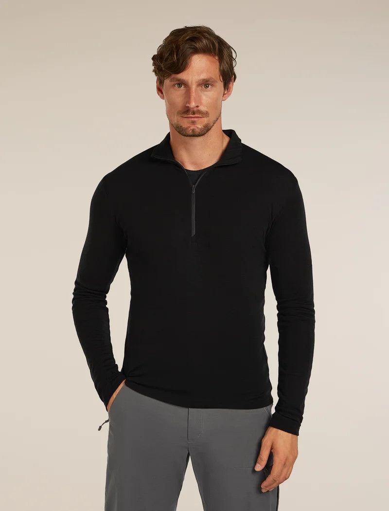 Icebreaker Men's Merino 175 Everyday Long Sleeve Half Zip Thermal Top, Size: Small, Colour: Black
