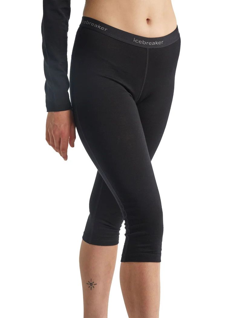Icebreaker Women's Merino 200 Oasis 3/4 Thermal Leggings, Size: XS, Colour: Black