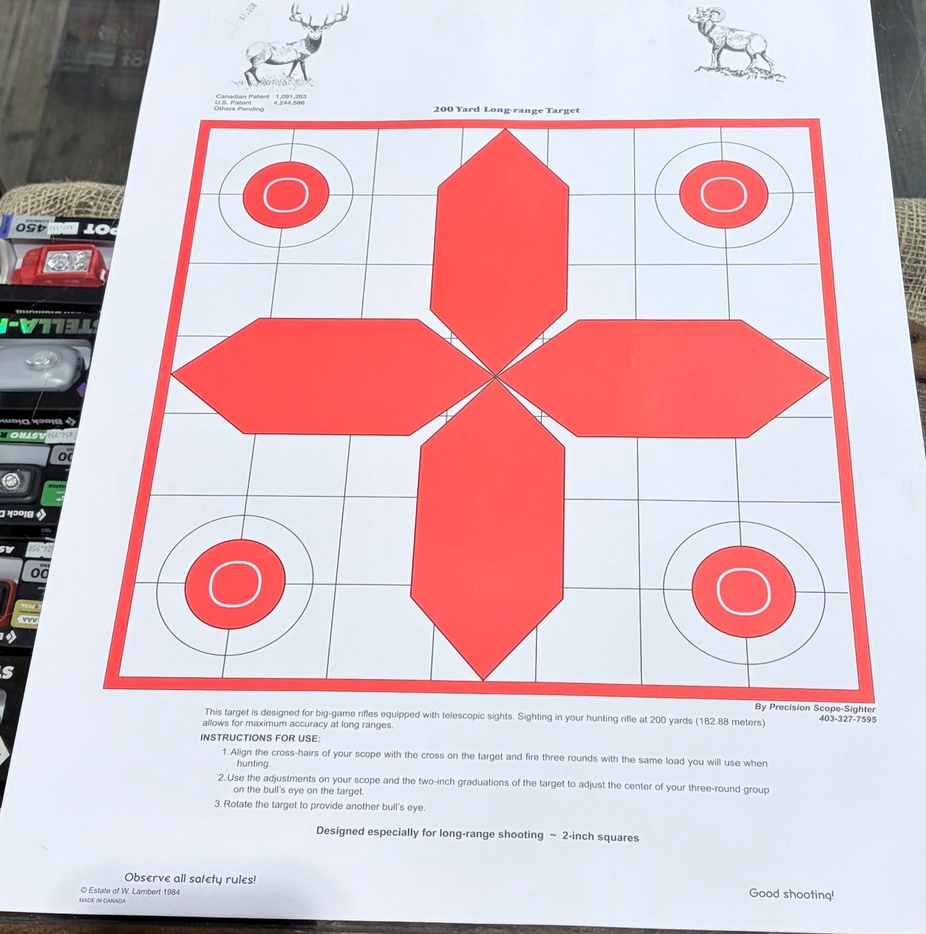 Scope Sighter Precision 200 Yard Sight-In Target, Single