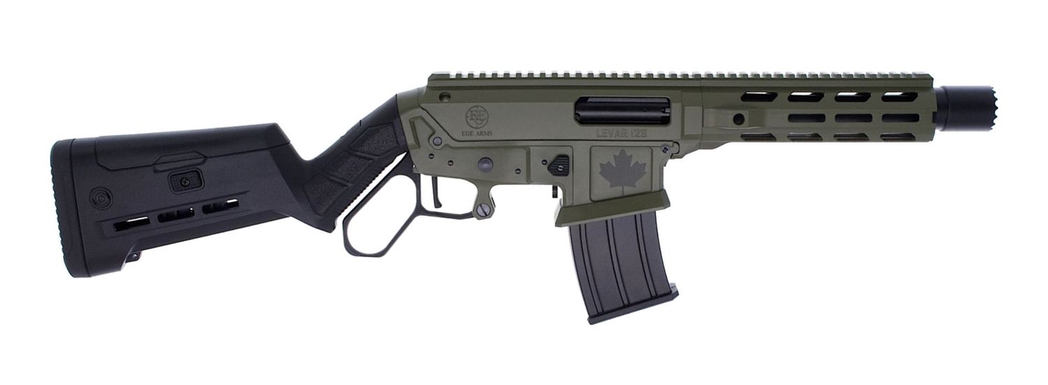 EGE Arms Levar12S Lever Action Tactical Shotgun 12 Gauge 3" 10.6" Barrel, Synthetic Distressed Green