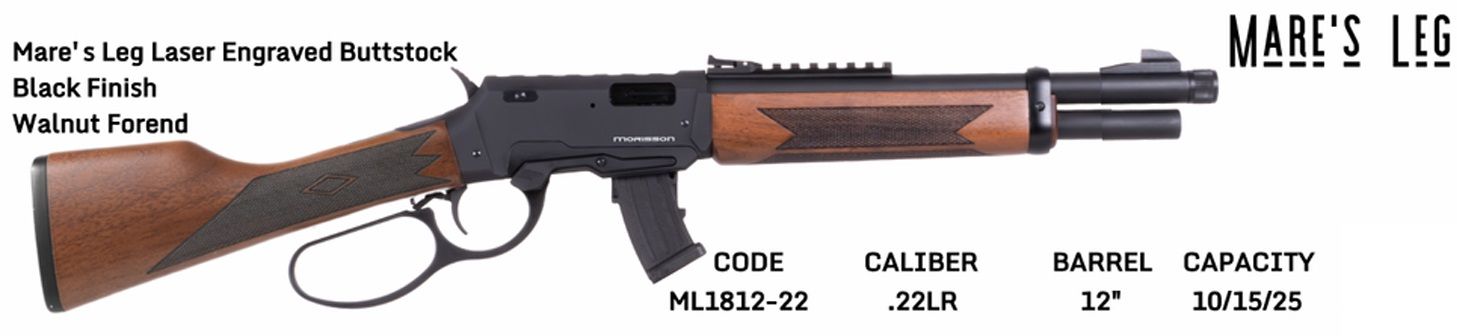 Morisson Lever-Action Mare's Leg Rifle 22 LR 12" Barrel, Walnut Forend
