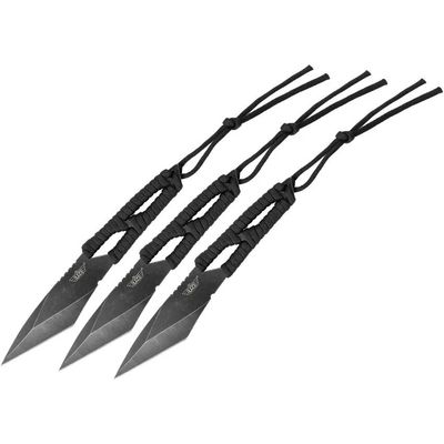 Uzi Throwing Knife Set- Black - Cord Wrapped Handles