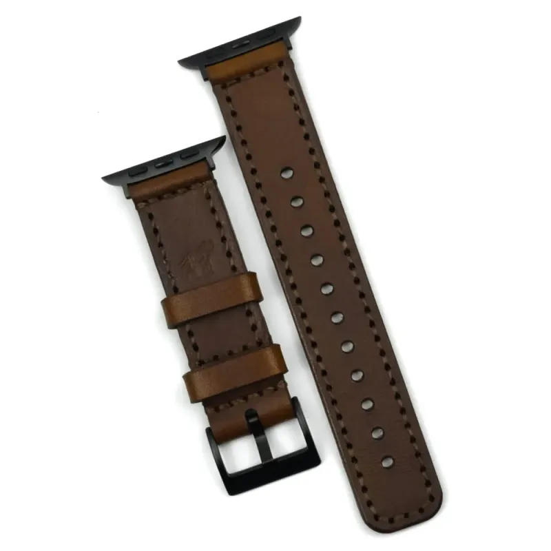 Apple Watch Stitched Leather Strap Brown