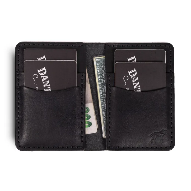 Black Vertical Leather Wallet NO.6