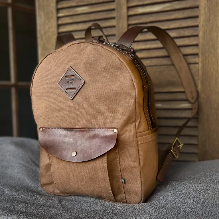 Waxed Canvas and Leather Backpack