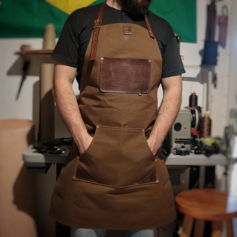 Waxed Canvas and Leather Apron