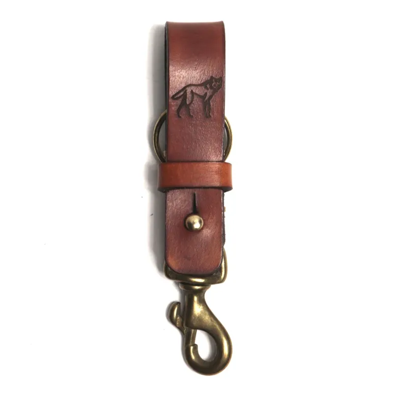 Havana Leather Belt Brass Keychain