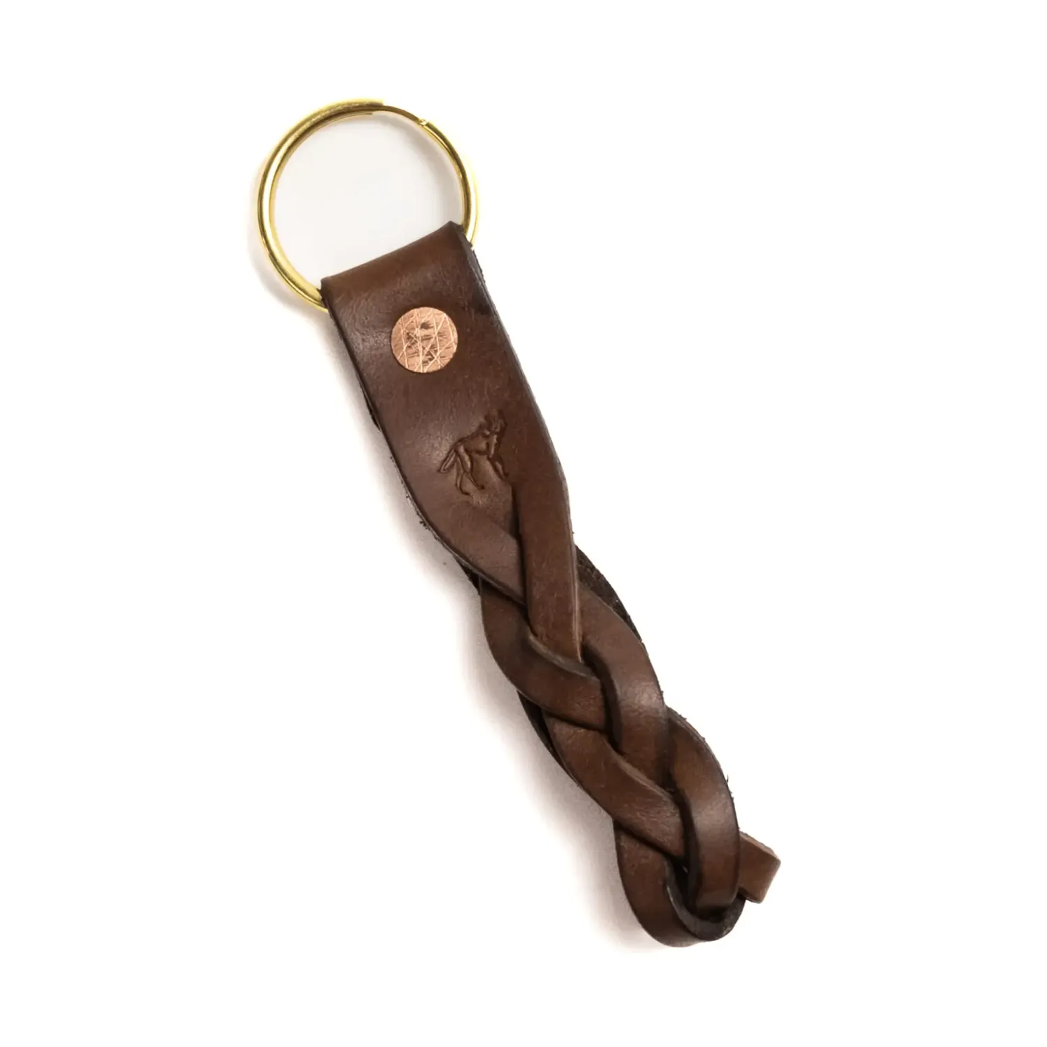 Braided Leather Brown Keychain