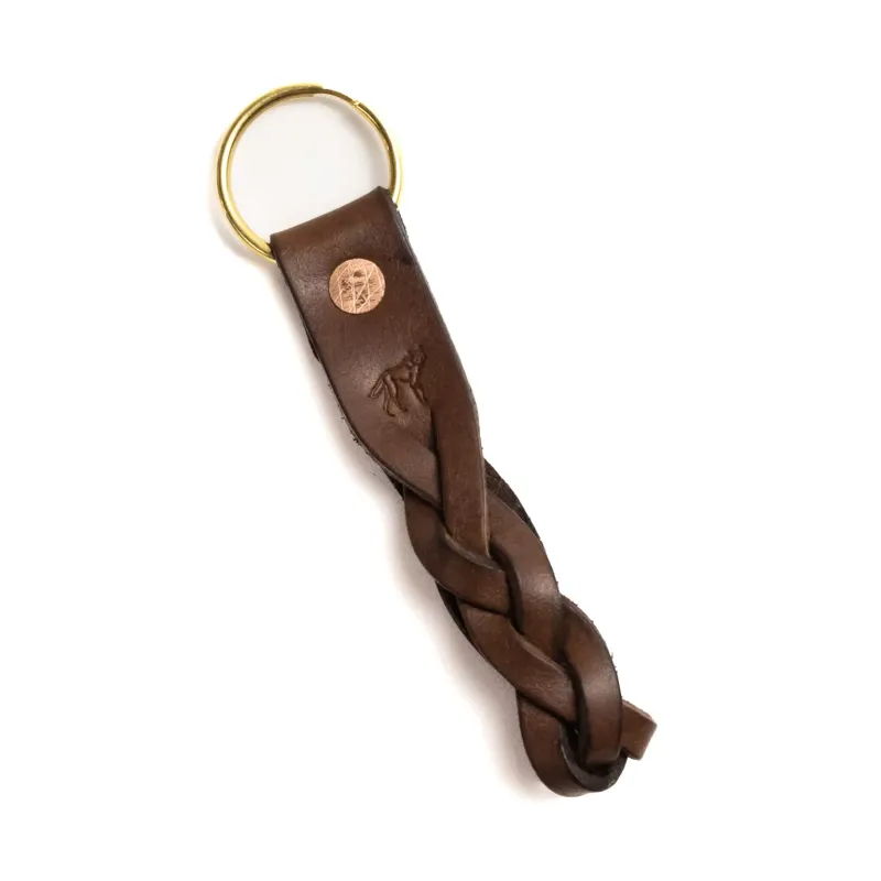 Braided Leather Brown Keychain