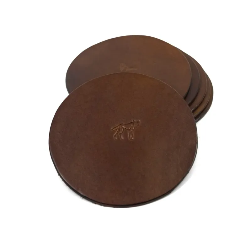 Brown Leather Coaster Set