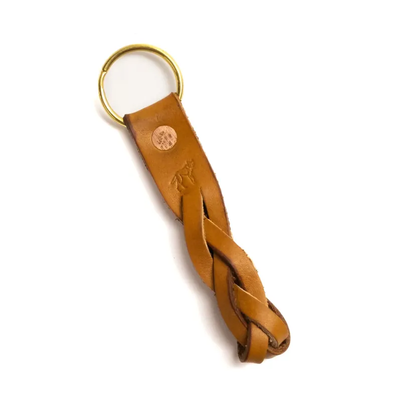 Braided Leather Havana Keychain