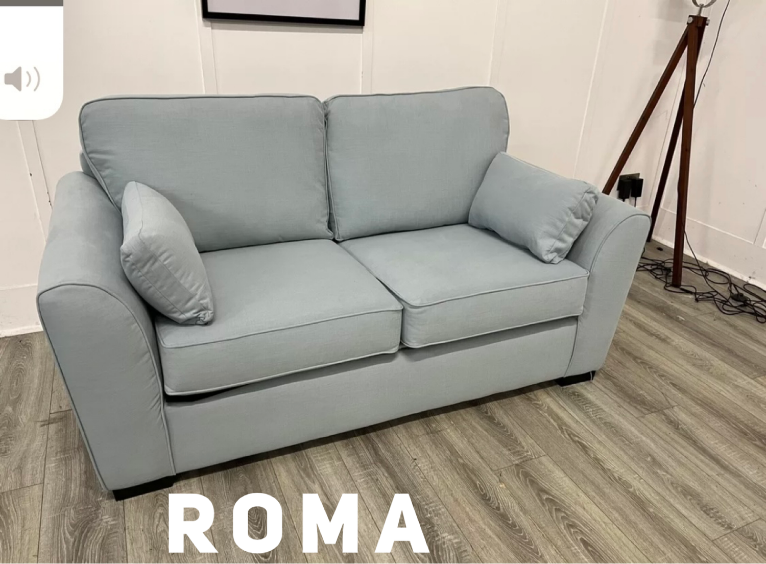 Roma 2 Seat Sofa Bed In Duck Egg Blue Fabric