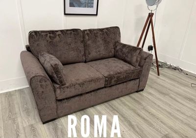 Roma 2 Seat Sofa Bed In Brown Floral Fabric