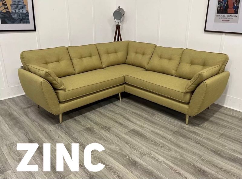 Famous Store Zinc Corner Sofa In Lime Green Fabric