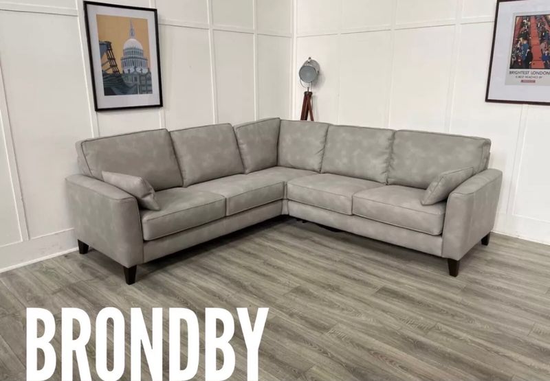 Famous Store Brondby Corner Sofa In Silver Grey Fabric