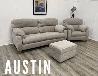 Austin 3 Seat Sofa & Armchair & Storage Footstool
