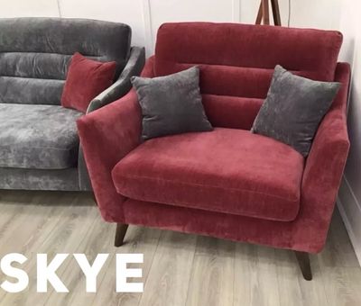 Skye Love Seat Armchair In Red Fabric