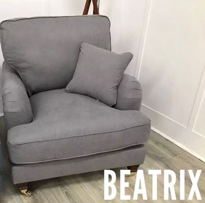 Beatrix Armchair In Pewter Grey Fabric