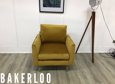 Famous Store Bakerloo Armchair In Yellow Velvet Fabric