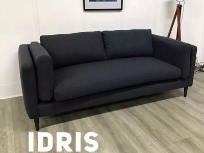 Idris 3 Seat Sofa In Charcoal Grey Fabric
